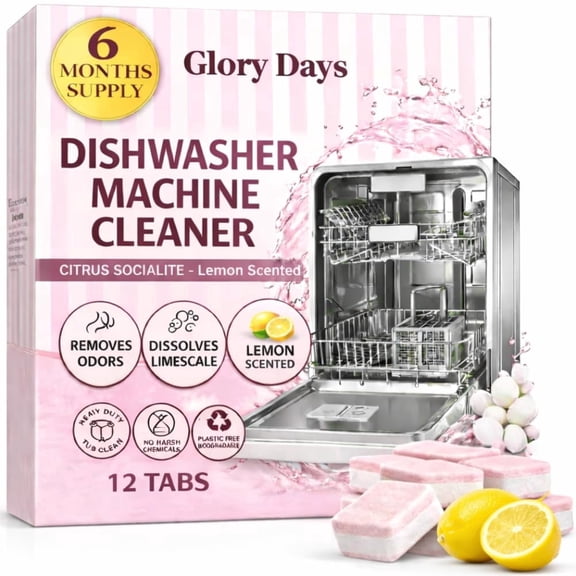 Glory Days Dishwasher Cleaner Tablets Citrus Scent, 6-Mo Supply - 12 tabs