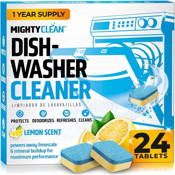 Dishwasher Cleaner And Deodorizer 24 Pack - 1 Year Supply Deep Clean Tablets, Septic Safe Cleaning Dish Washer To Remove Limescale, Mineral Buildup, Odor