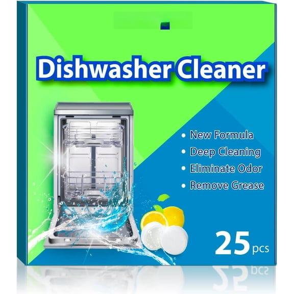Dishwasher Cleaner and Deodorizer Tablet 25 Count, Deep Cleaning Tablet Helps Remove Limescale, Mineral Buildup and Odor, Formulated to Clean Inside Machines