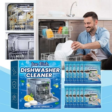 Dishwasher Cleaner And Deodorizer Tablets - 12 Pack Deep Cleaning Descaler Pods for Dish Washer Machine, Heavy Duty, Septic Safe, Natural Limescale Remover, Calcium, Odor, Smell - 6 Month Supply