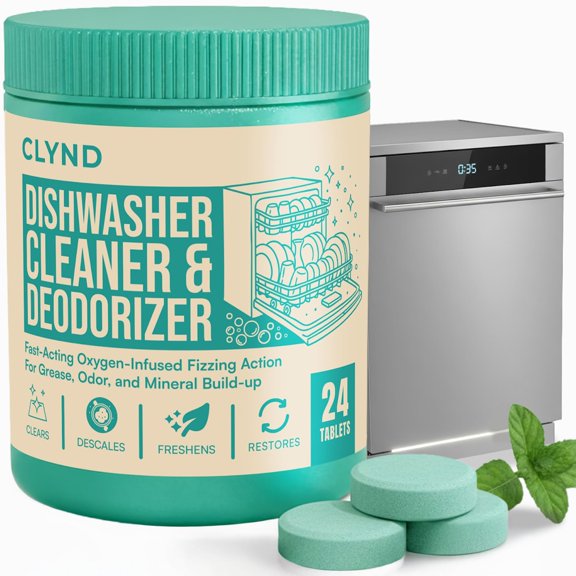 Dishwasher Cleaner and Deodorizer Tablets - 24 Pack Deep Clean Dishwasher Cleaning Tablets, Heavy Duty Streak-free Shine Dish Washer Cleaner, Natural Descaler and Odor Eliminator 12 Month Supply
