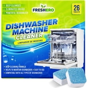 Dishwasher Cleaner and Deodorizer Tablets 26-Pack, Deep Cleaning Descaler for Dishwasher Machine, Heavy Duty, Septic Safe, Removes Grease & Build-ups, 1 Year of Cleaning Supplies No Scent