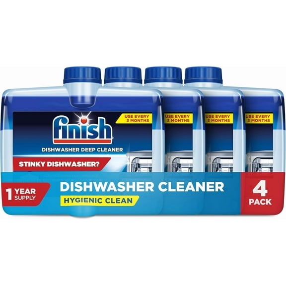 Dishwasher Cleaner Liquid, Deep Cleans Hidden Grease & Limescale, Fights Odors & helps maintain Performance, 1 Year Supply, 8.45oz, 4 Bottle