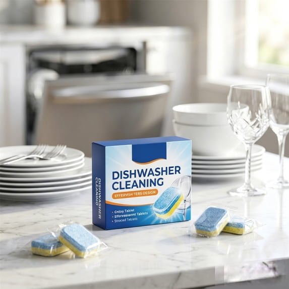 Dishwasher Cleaner Tablets, 12 Pack Effervescent Cleaning Tablets for Drum and Wheel Universal Machines, Freshen and Deodorize