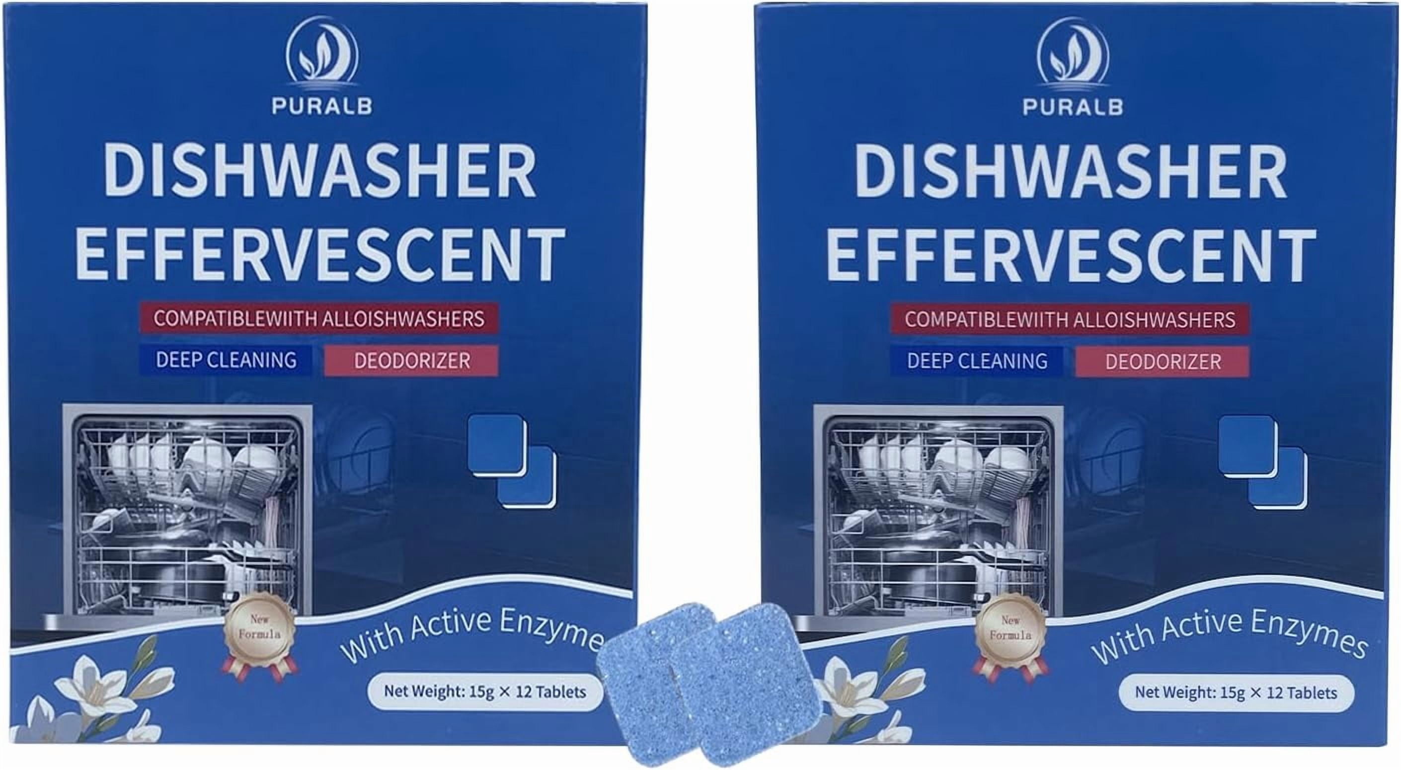 Dishwasher Cleaner Tablets - 24 Tabs (2x12 Pack), 1-Year Supply Heavy Duty Deodorizer Tabs for Deep Cleaning, Descaler Pods Remove Limescale & Grease, Septic Safe for All Dishwasher Brands -