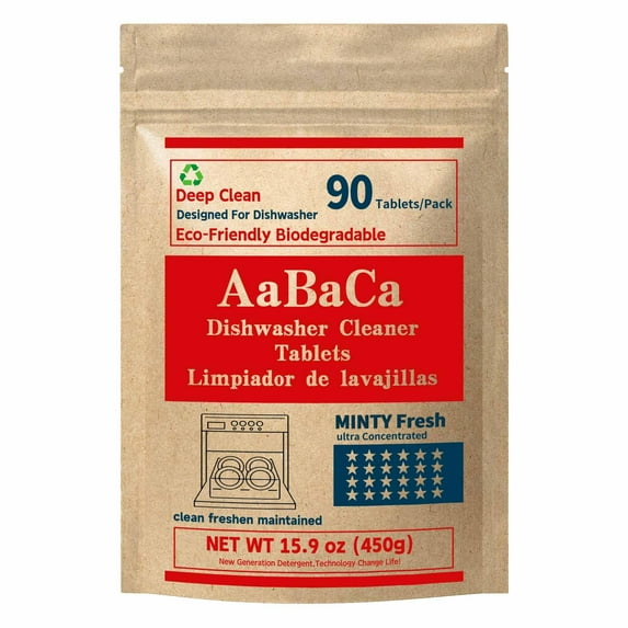 Dishwasher Cleaner Tablets 90 Counts Mint Fresh Deep Cleans inside 360° Grease Limescale Cleaning More Active Eco Friendly Plastic Free Long Lasting C36