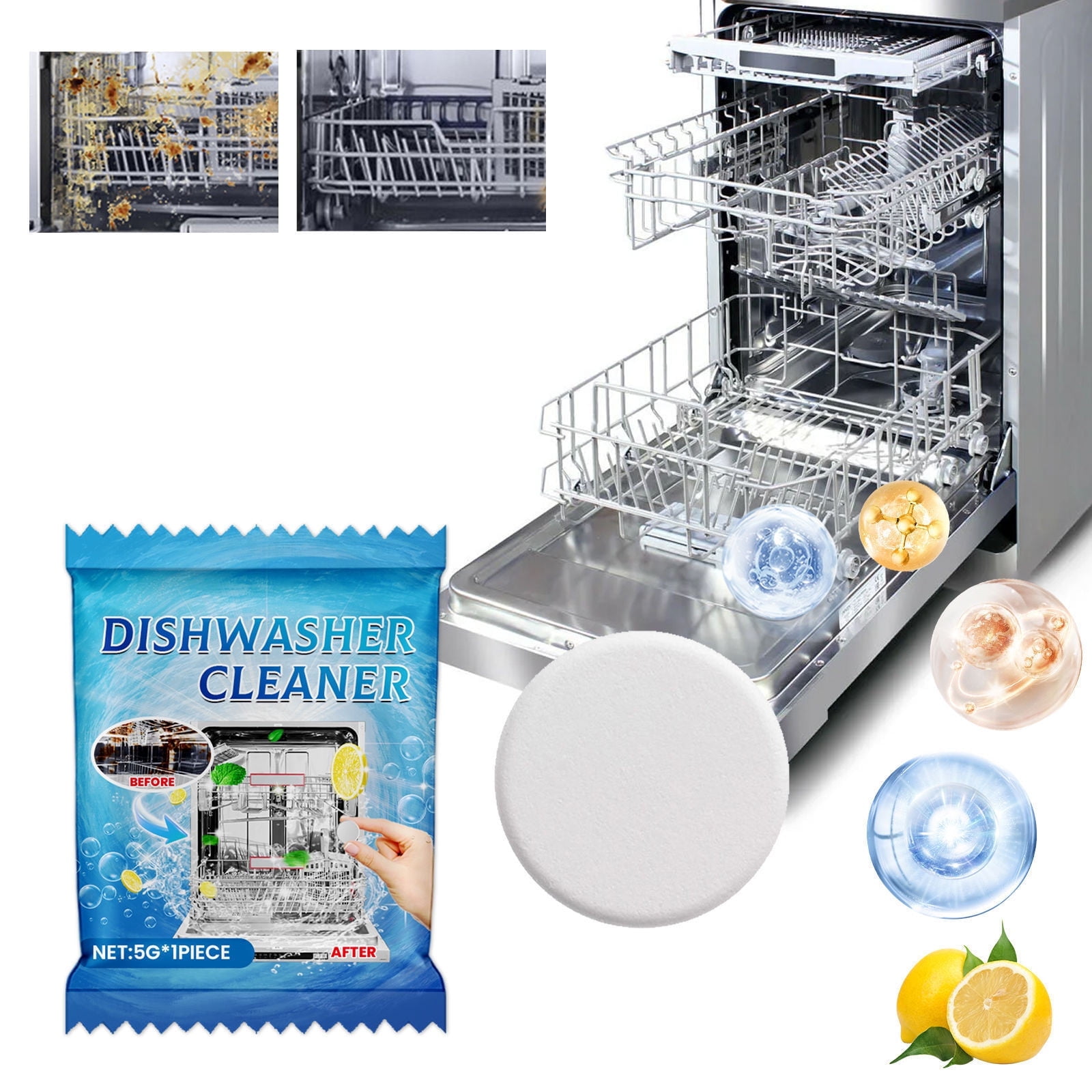 Dishwasher Cleaning Tablets Dishwasher Cleaner Gloss Cleaner Degrease and Stain Removal 5G