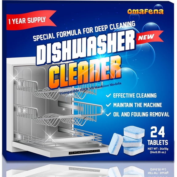Dishwasher Cleaner and Deodorizer Tablet -24Tablets Deep Cleaning Descaler for Dishwasher Machine - Remove Limescale,Odor,Smell,Mineral Buildup