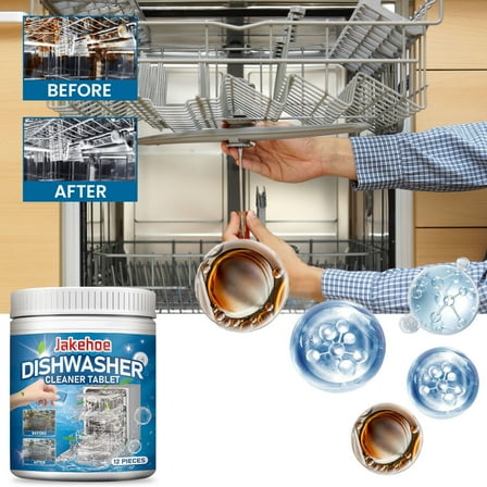 Dishwasher Cleaner and Deodorizer Tablets, 12Packs – Dishwasher Cleaning Tablets for Odor and Buildup Removal, Descaler