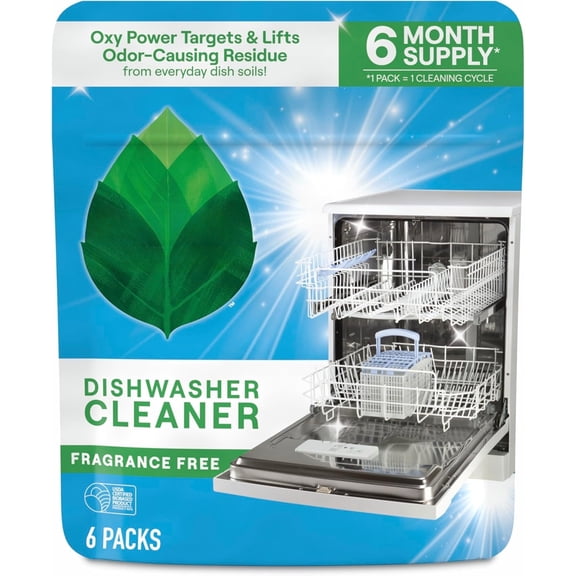 Dishwasher Cleaning Packs 6 Count Free & Clear Removes odor-causing residue Powered by oxy power