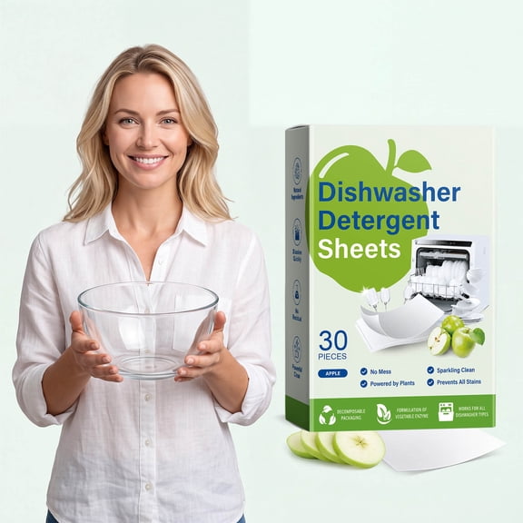Dishwasher Detergent Sheets Low Foam Dissolving Cleaner for All Dishwashers Grease Limescale Remover Fresh Scent