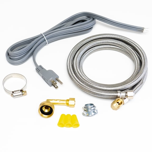 Dishwasher Line Install Kit with Elbow, 6' Stainless Steel Hose, DWK6572SSE