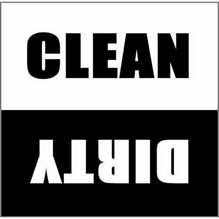 Dishwasher Magnet Clean Dirty Sign - 2.5 x 2.5 inch Square Black & White Refrigerator Magnets - Funny Housewarming Gifts by Flexible Magnets