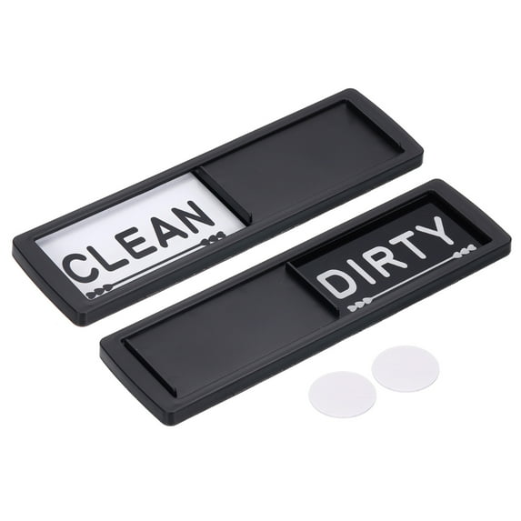 Dishwasher Magnet Clean Dirty Sign Black Heart Shape Framed Rectangle Magnetic