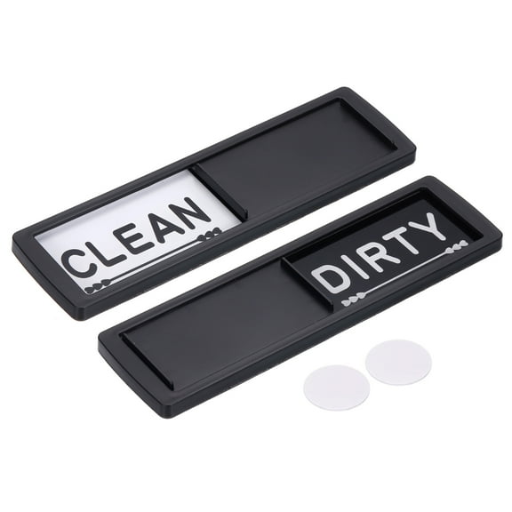 Dishwasher Magnet Clean Dirty Sign Black Heart Shape Framed Rectangle Magnetic