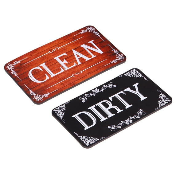 Dishwasher Magnet Clean Dirty Sign Rectangle Garland Black-Brown Version Easy to Slide for Dishwasher Indication
