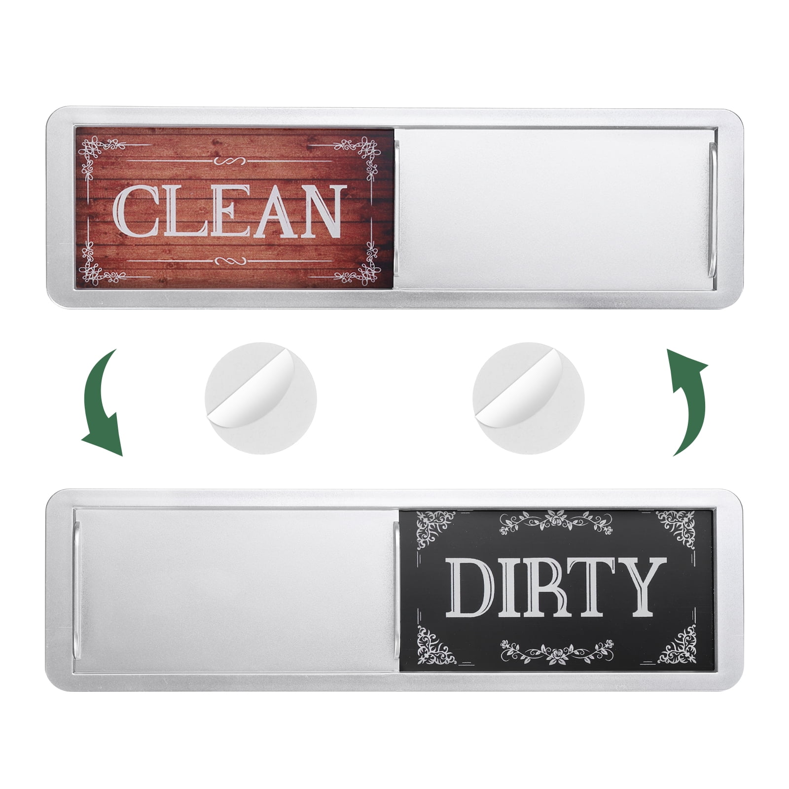 Dishwasher Magnet Clean Dirty Sign Rectangle Sign with Adhesive, Silver ...