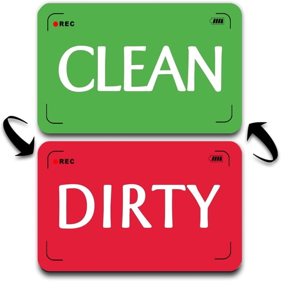 Dishwasher Magnet Clean Dirty Sign,Reversible Strong Kitchen Flip Indicator, Bonus Universal Magnetic Plate,Red Green Design Indicator for Dishwashers