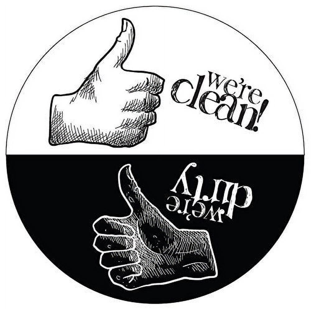 Dishwasher Magnet Clean Dirty Sign - 3 Inch Round Black & White