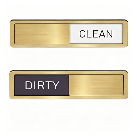 Dishwasher Magnet Clean Dirty Sign, Strong Magnet Non-Scratch Clean Dirty Magnet for Dishwasher, Easy to Read & Slide(Gold-1pc)