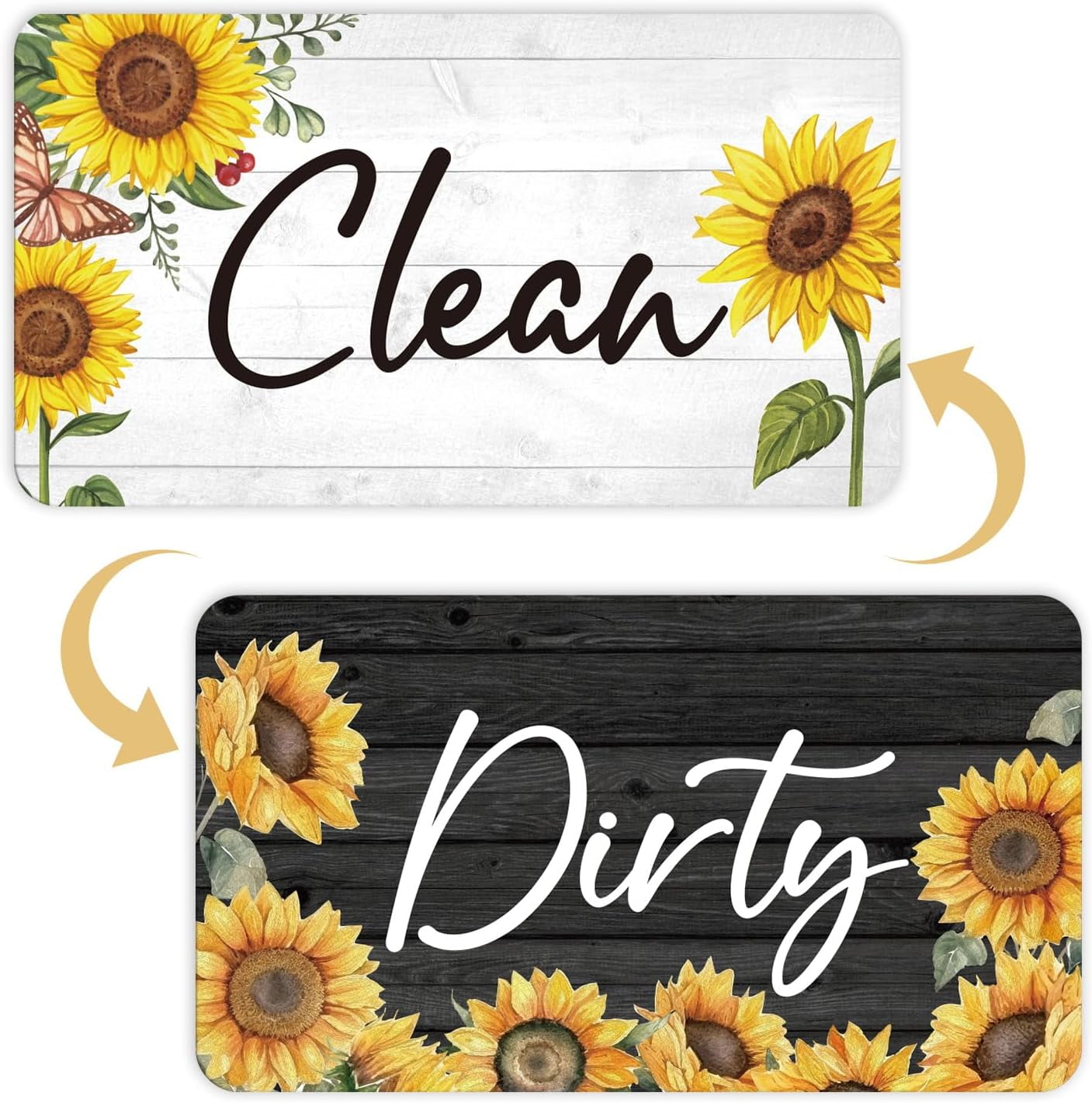 Dishwasher Magnet Clean Dirty Sign - Sunflower Clean Dirty Dish Washer Magnet Flower Clean Dirty Signs Double Sided Strong Magnetic Dish Washer Indicator for Kitchen Refrigerator Home Decor