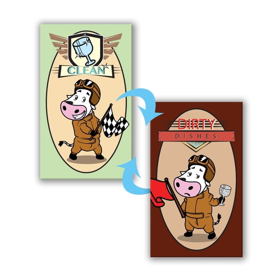 Dishwasher Magnet Clean Dirty Sign, Universal Double-Sided Cow Print Race Car Driver Clean/Dirty Magnet for Dish Washer, Cow Kitchen Decor, Cow Kitchen Accessories