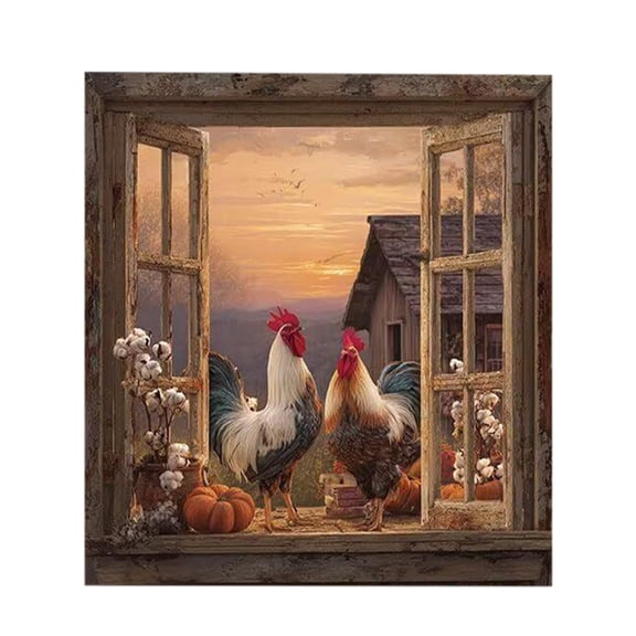 Dishwasher Magnet Cover, Farmhouse Rooster Decorative Refrigerator Magnet, 23 x 26 Inch Trimmable Dishwasher Front Panel Cover for Home Kitchen Laundry Decorations, Easy Clean