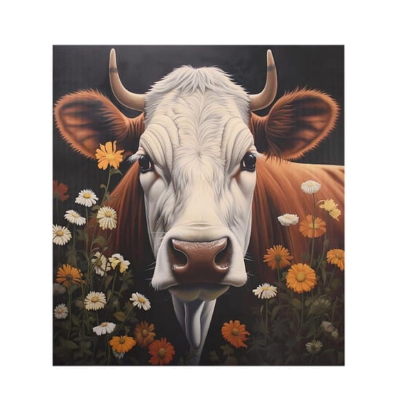 Dishwasher Magnet Cover, Highland Cow Flower Decorative Refrigerator Magnet, 23 x 26 Inch Trimmable Dishwasher Front Panel Cover for Home Kitchen Laundry Decorations, Easy Clean