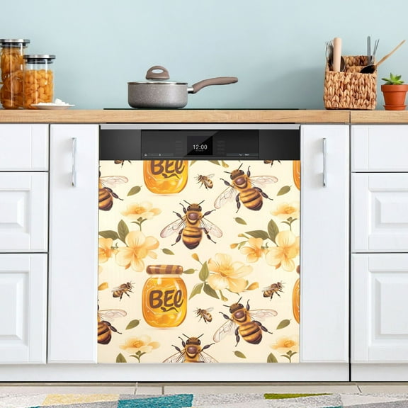 Dishwasher Magnet Cover Magnetic Fridge Door Cover Home Kitchen Decor Bees and Honey 23"x 26"