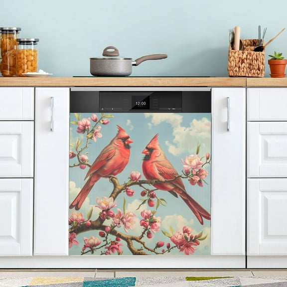 Dishwasher Magnet Cover Magnetic Fridge Door Cover Home Kitchen Decor Birds Sit on Tree Branch 23"x 26"
