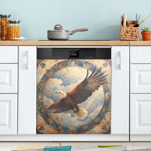 Dishwasher Magnet Cover Magnetic Fridge Door Cover Home Kitchen Decor Eagle Fly in Sky 23"x 26"