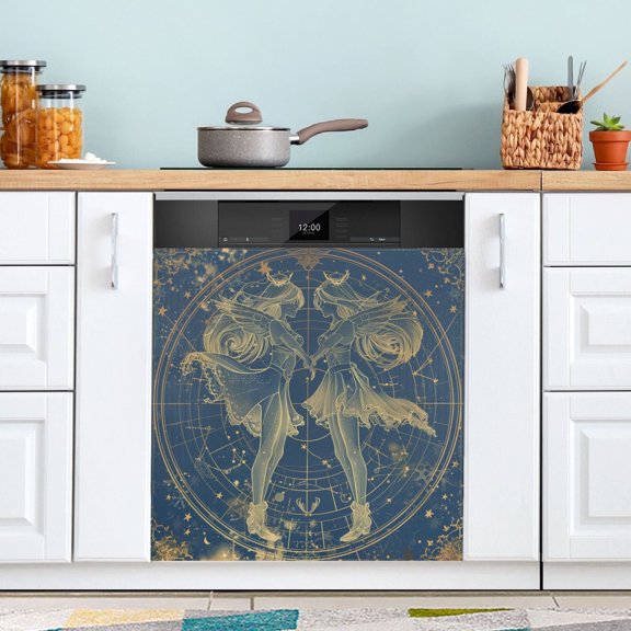 Dishwasher Magnet Cover Magnetic Fridge Door Cover Home Kitchen Decor Gemini Of Zodiac 23"x 26"