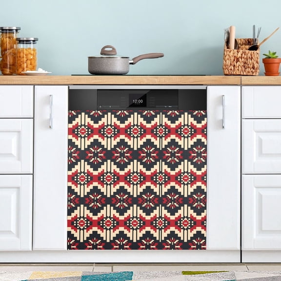 Dishwasher Magnet Cover Magnetic Fridge Door Cover Home Kitchen Decor Geometric Pixel Print 23"x 26"