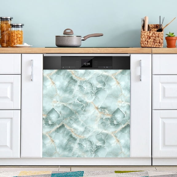 Dishwasher Magnet Cover Magnetic Fridge Door Cover Home Kitchen Decor Mint Green Marble 23"x 26"