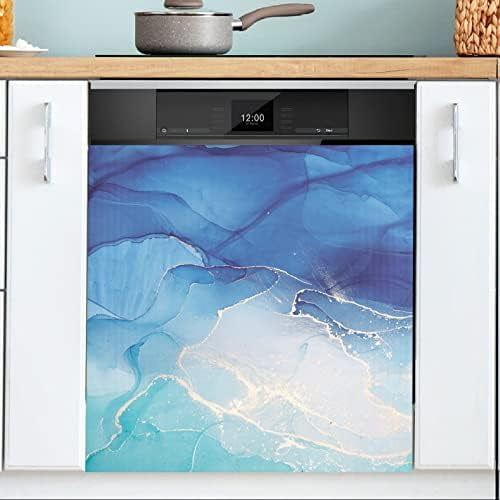 Dishwasher Sticker Rainbow Marble Fluid Art Refrigerator Cover Dishwasher Cover