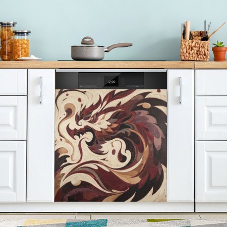 Dishwasher Magnetic Refrigerator Magnet Cover Sticker Home Decorative 23"x26" Abstract Dragon Painting