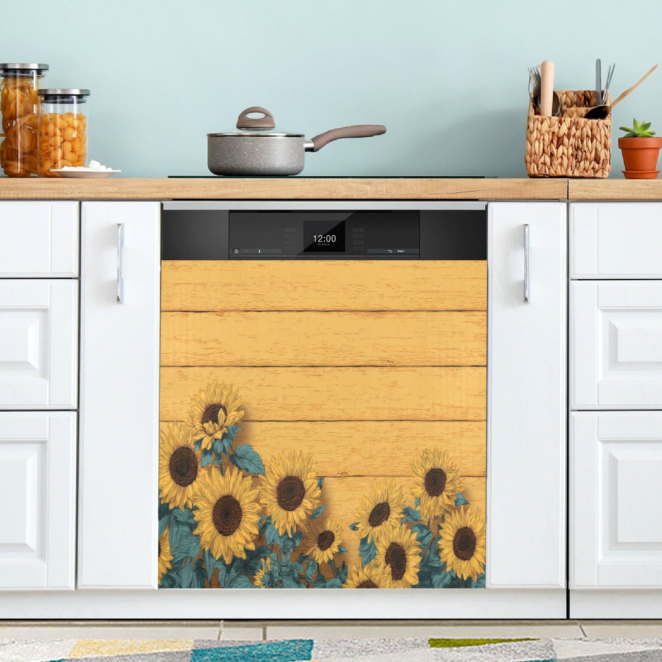 Dishwasher Magnetic Refrigerator Magnet Cover Sticker Home Decorative 23"x26" Bright Colors Sunflowers