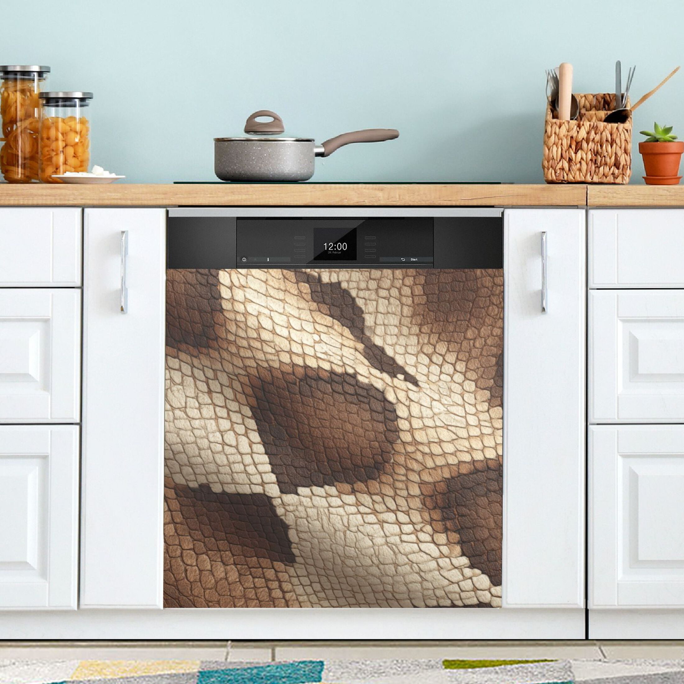 Dishwasher Magnetic Refrigerator Magnet Cover Sticker Home Decorative 23"x26" Brown Snake Skin Pattern