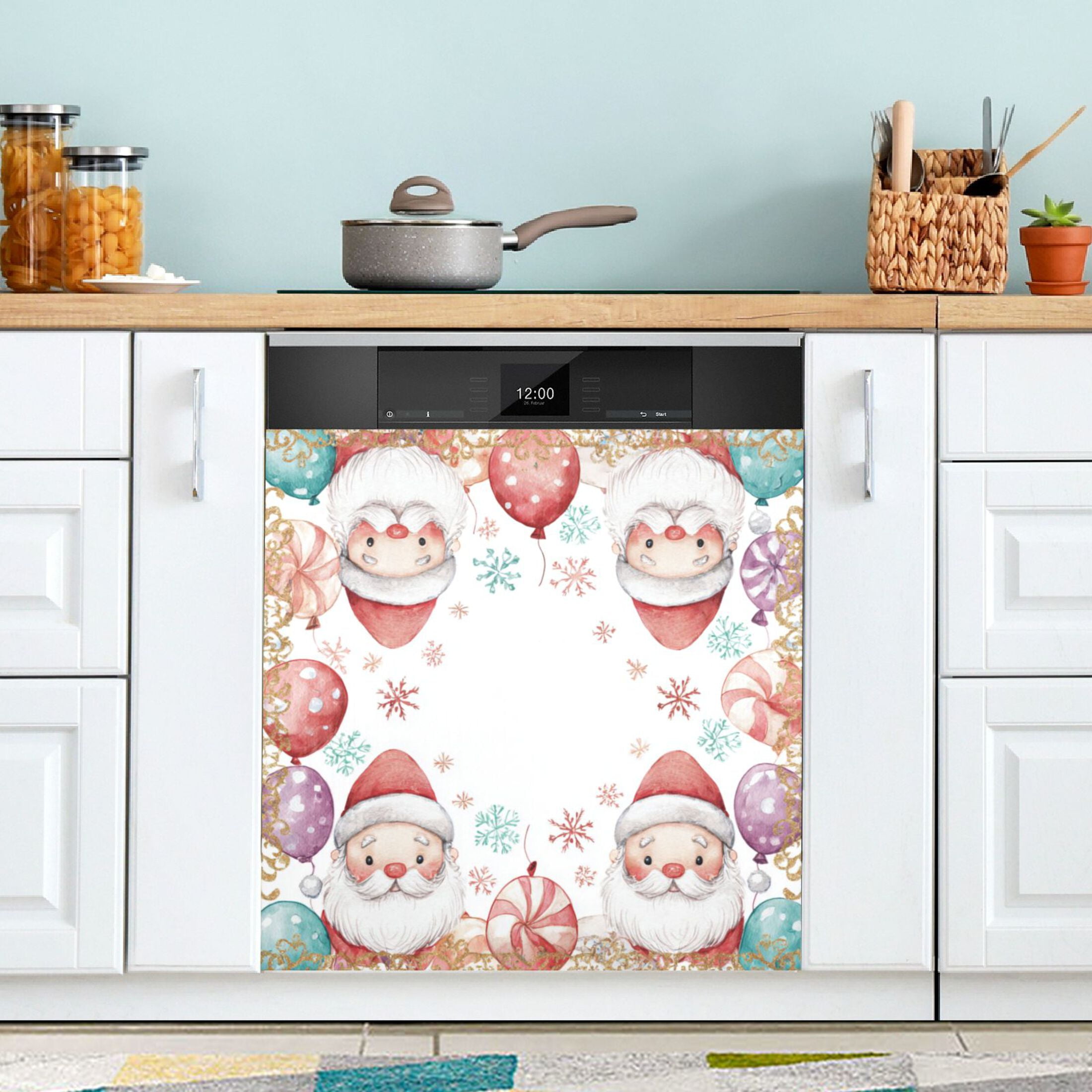 Dishwasher Magnetic Refrigerator Magnet Cover Sticker Home Decorative 23"x26" Christmas Paper Cutting Pattern