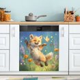 thumbnail image 1 of Dishwasher Magnetic Refrigerator Magnet Cover Sticker Home Decorative 23"x26" Fox and Butterfly, 1 of 6