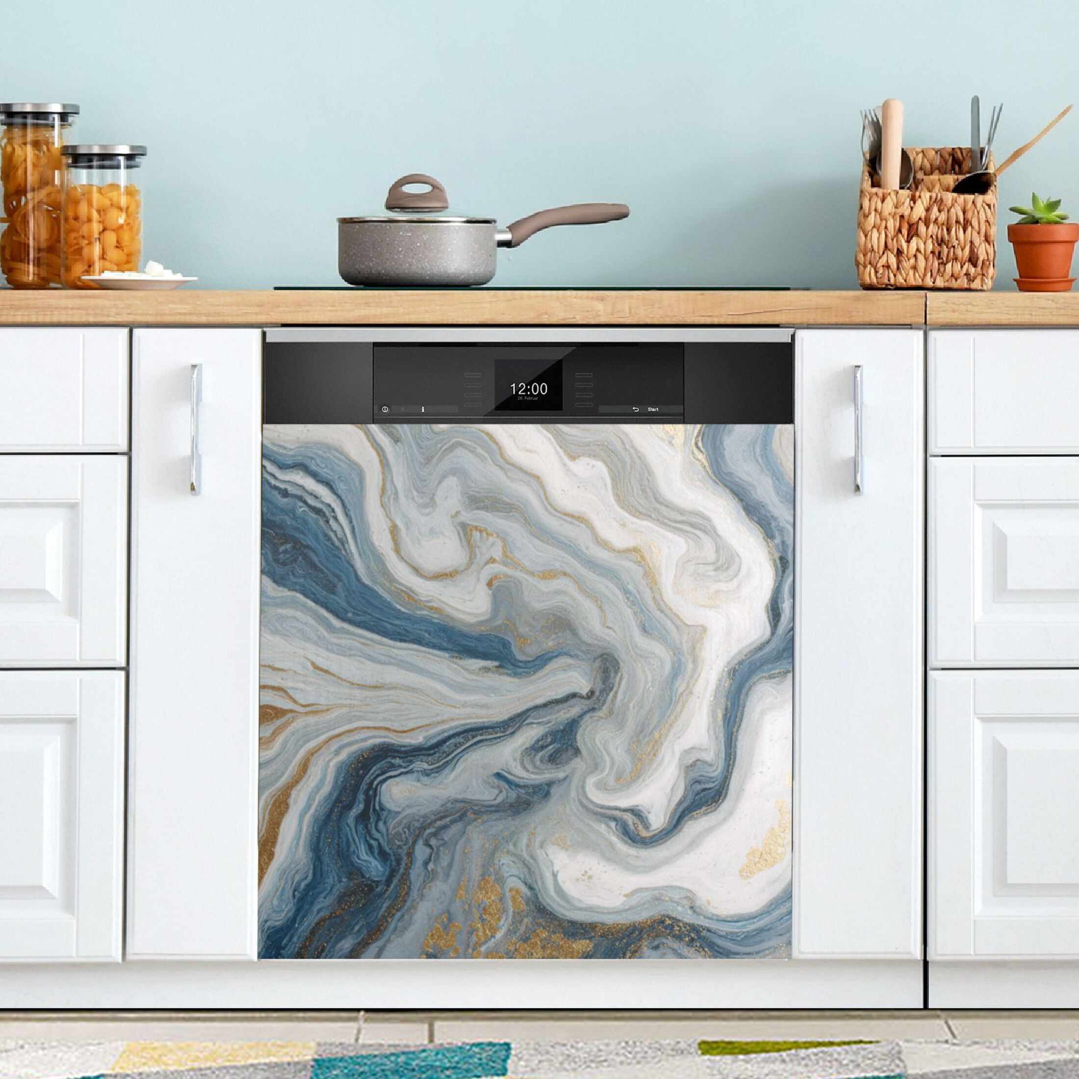 Dishwasher Magnetic Refrigerator Magnet Cover Sticker Home Decorative 23"x26" Gray Marble