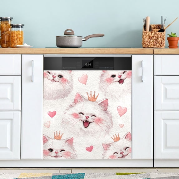 Dishwasher Magnetic Refrigerator Magnet Cover Sticker Home Decorative 23"x26" Happy Birthday Cats