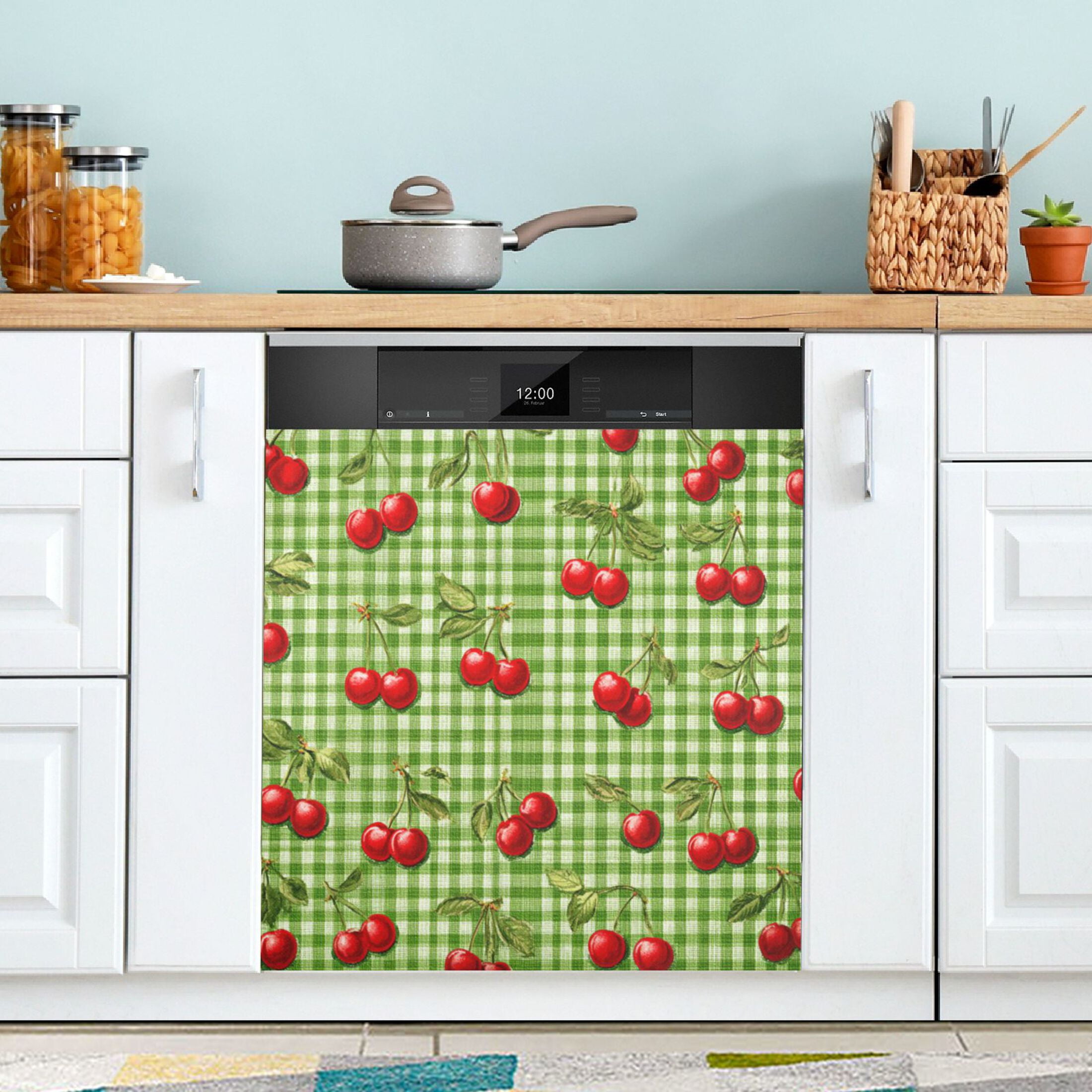Dishwasher Magnetic Refrigerator Magnet Cover Sticker Home Decorative 23"x26" Inspiration Cherry Painting