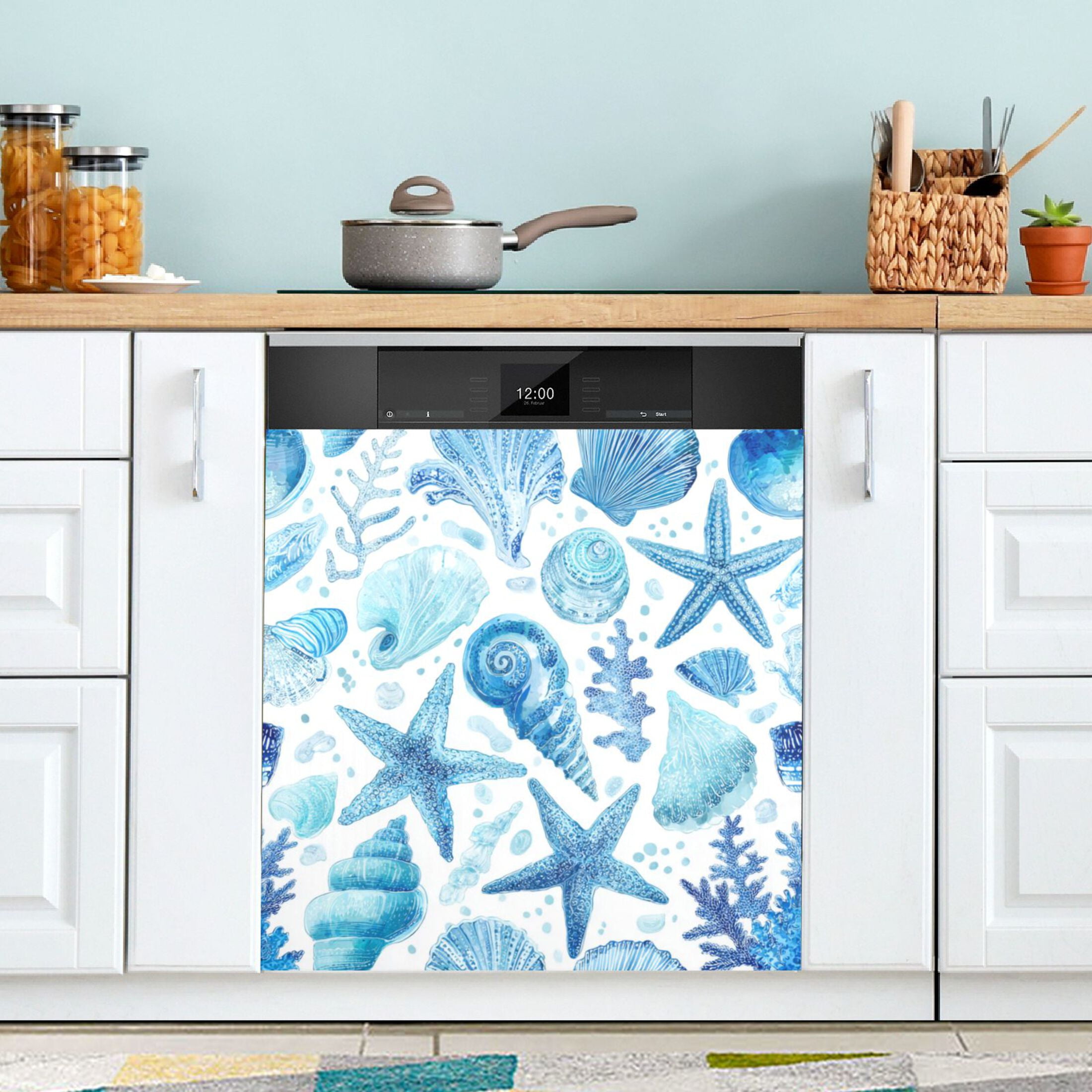 Dishwasher Magnetic Refrigerator Magnet Cover Sticker Home Decorative 23"x26" Ocean-inspired Sea Creatures Pattern