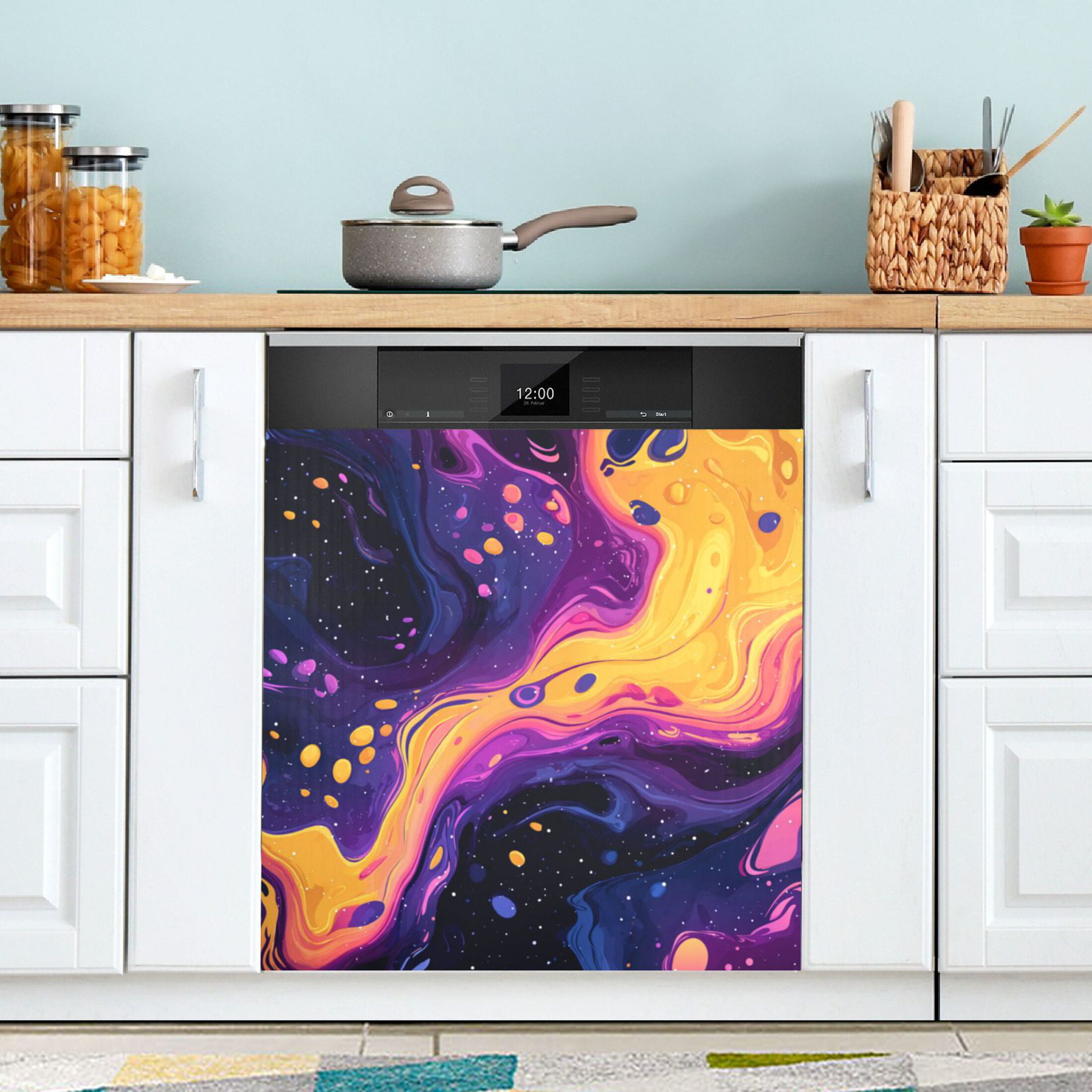 Dishwasher Magnetic Refrigerator Magnet Cover Sticker Home Decorative 23"x26" Psychedelic Colors Pattern