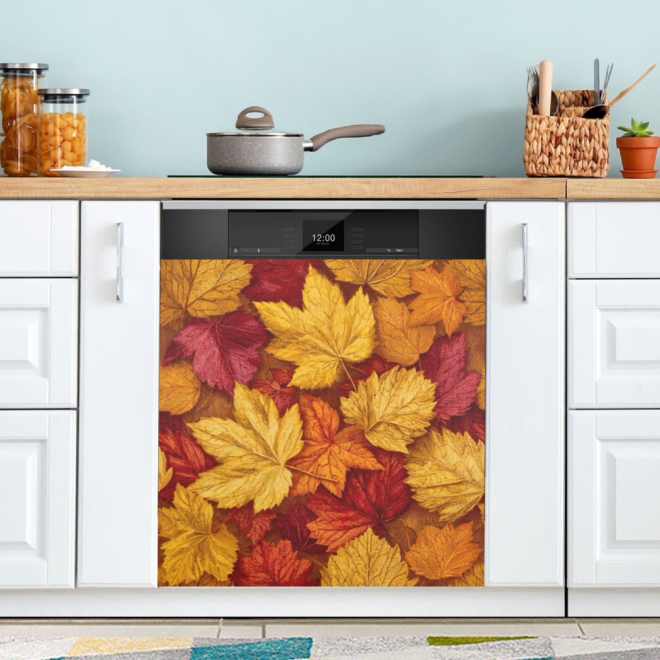 Dishwasher Magnetic Refrigerator Magnet Cover Sticker Home Decorative 23"x26" Shades Of Yellow