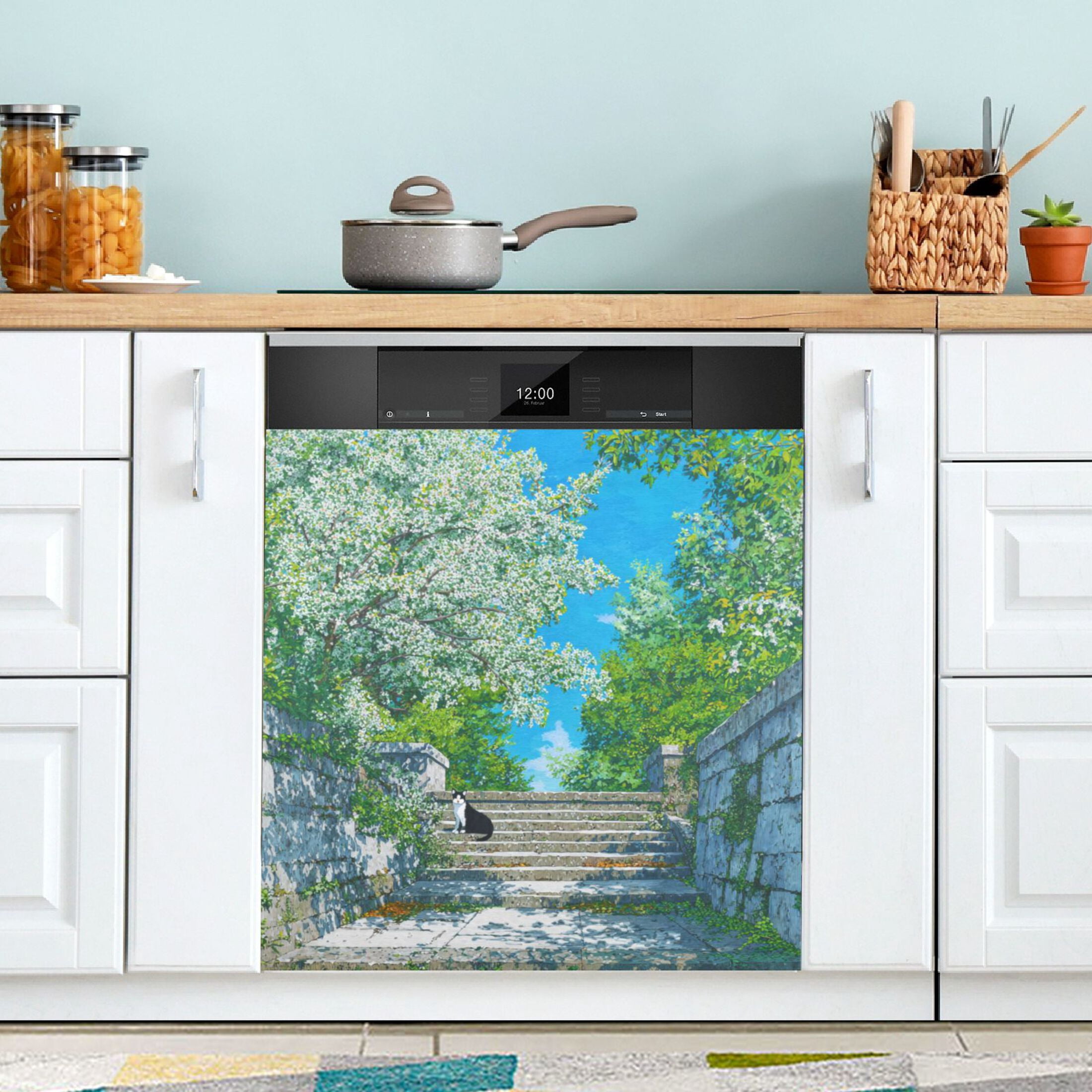 Dishwasher Magnetic Refrigerator Magnet Cover Sticker Home Decorative 23"x26" Spring Morning