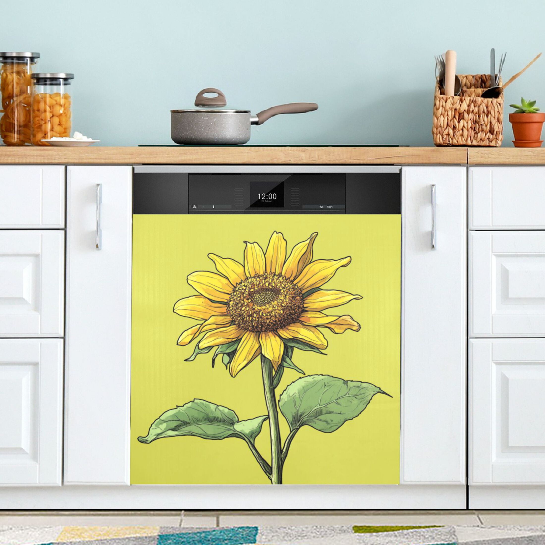 Dishwasher Magnetic Refrigerator Magnet Cover Sticker Home Decorative 23"x26" Sunflower