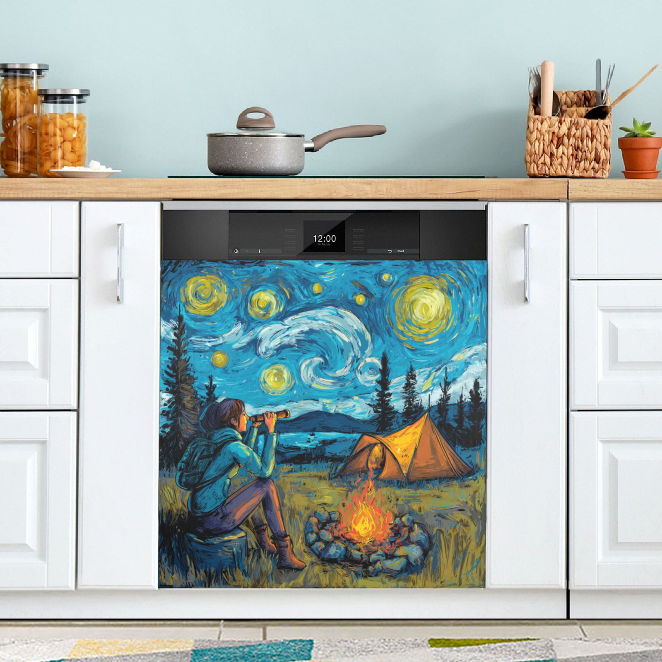 Dishwasher Magnetic Refrigerator Magnet Cover Sticker Home Decorative 23"x26" Wild Camping
