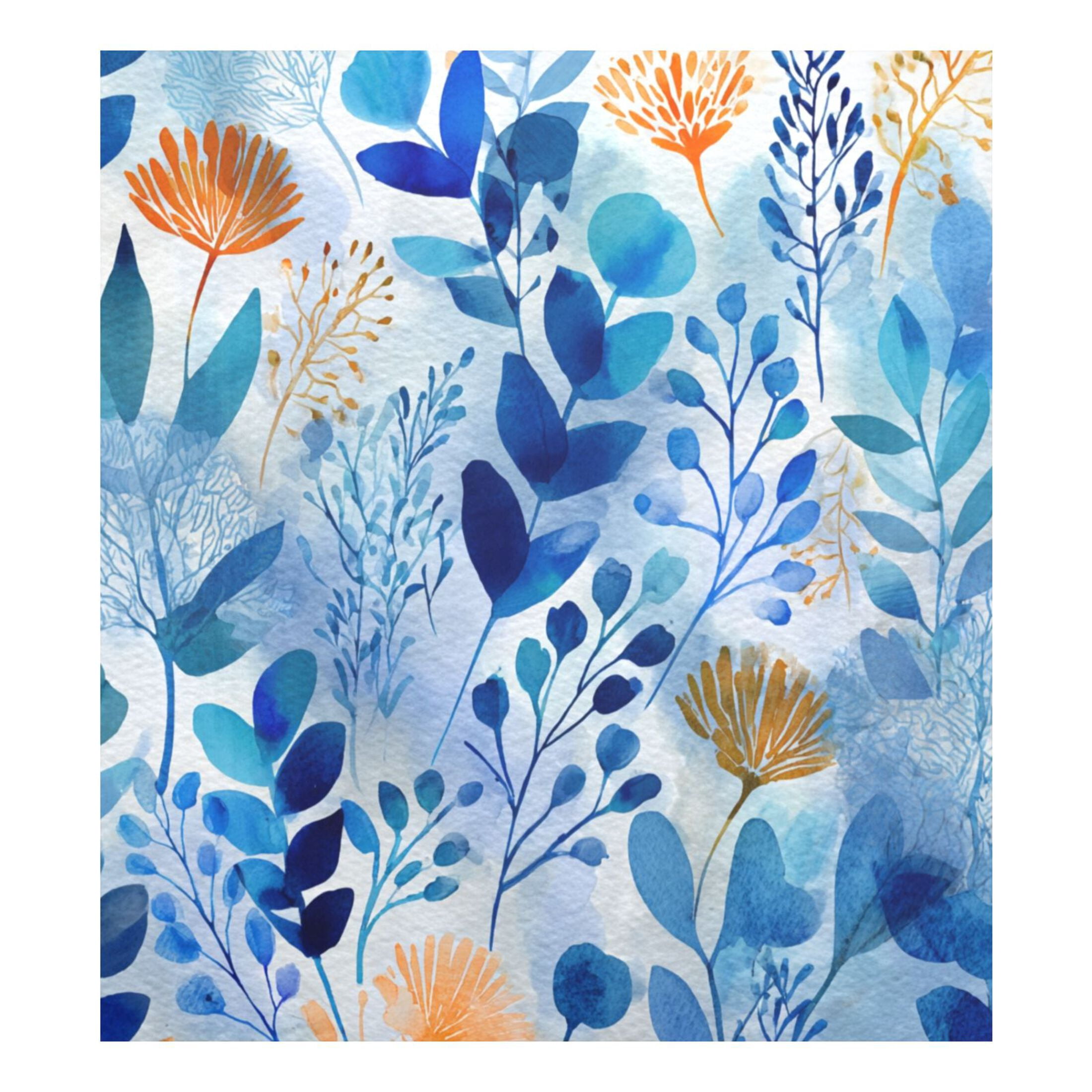 Dishwasher Magnetic Sticker 23x26 Inch Refrigerator Magnetic Sticker Washing Machine Magnetic Sticker Kitchen Panel Magnetic Sticker Home Decor Beautiful Watercolor Blue Leaves